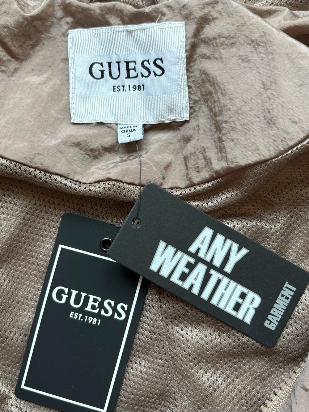 NWT Guess Kelsi Hoodie Pack Parka Long Summer Clay Taupe Water Resistant Size S - Picture 3 of 12